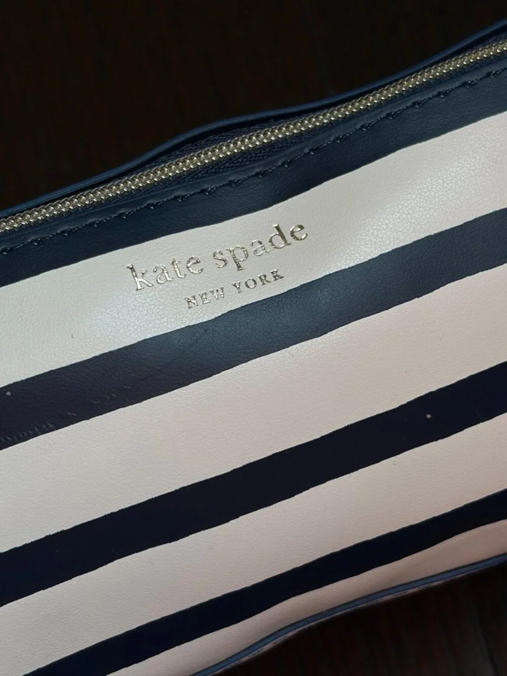kate spade Painted Stripe Pencil Case (Navy & White)